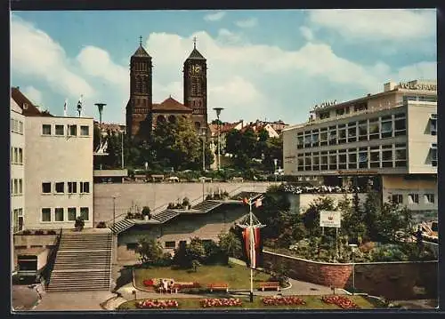 AK Pirmasens, Rathausplatz mit Pirminius-Kirche