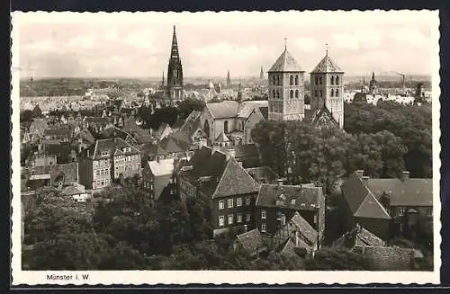 AK Münster i. W., Teilansicht mit Kirche