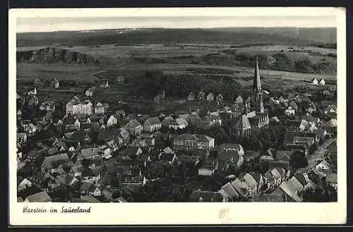 AK Warstein im Sauerland, Teilansicht mit Kirche und Strassenpartie