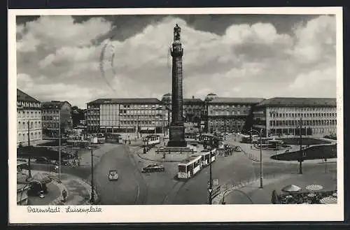 AK Darmstadt, Luisenplatz, Strassenbahn