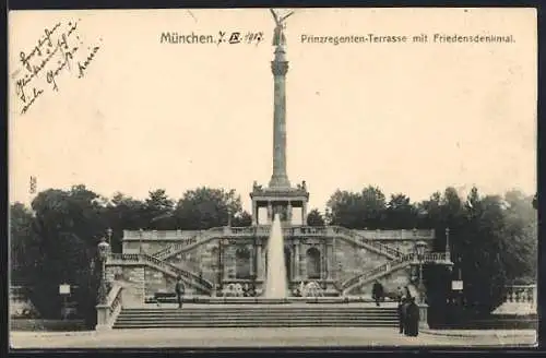 AK München, Prinzregenten-Terrasse mit Friedensdenkmal