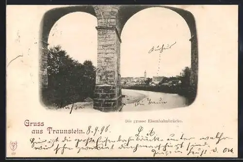 AK Traunstein, Die grosse Eisenbahnbrücke