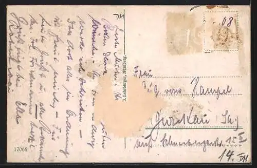 AK Traunstein, Ortsansicht mit Gebirgspanorama