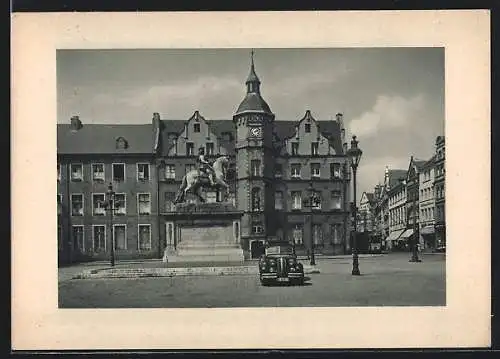 AK Düsseldorf, Rathaus und Jan-Wellem-Denkmal