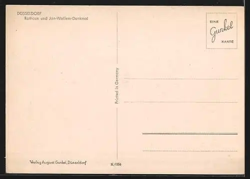 AK Düsseldorf, Rathaus und Jan-Wellem-Denkmal