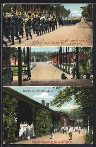 AK Zeithain, Truppenübungsplatz, Kantine, Infanterie-Barackenlager, Militärparade