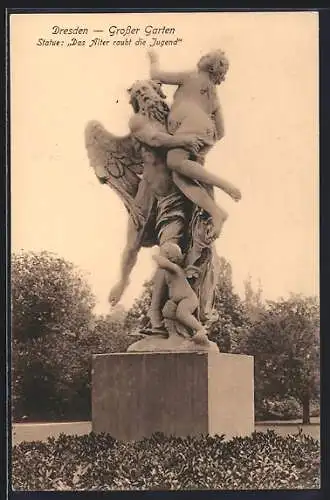 AK Dresden, Kgl. Grosser Garten, Statue: Das Alter raubt die Jugend