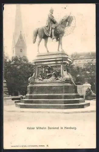 AK Hamburg, Kaiser Wilhelm-Denkmal, mit Porträt