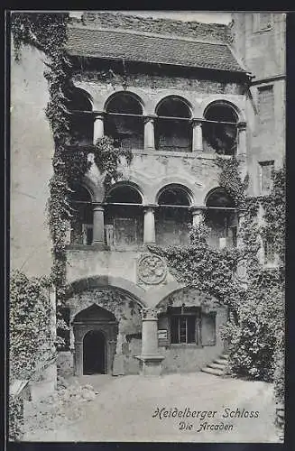 AK Heidelberg, die Arcaden im Schloss