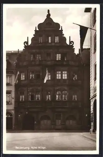 AK Heidelberg, Hotel Ritter mit Strassenpartie