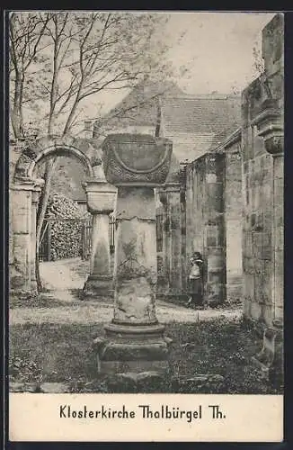 AK Thalbürgel / Thür., Säule an der Klosterkirche