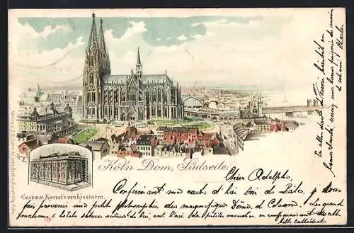 Lithographie Köln, Der Kölner Dom, Grabmal Konrad`s von Hostaden