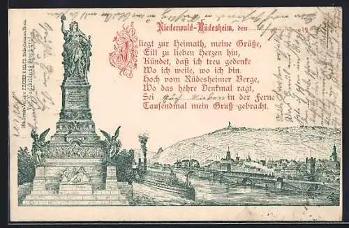 Lithographie Rüdesheim, Niederwald-Denkmal