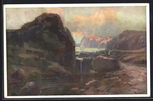 Künstler-AK Brüder Kohn (B.K.W.I) Nr. 720 /3: Felslandschaft mit einem Bach