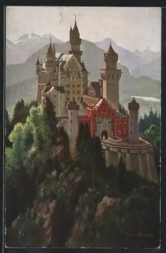 Künstler-AK Schloss Neuschwanstein, Gemälde v. Hans Klatt