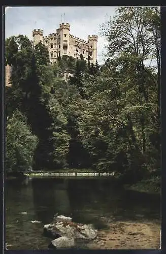 AK Schloss Hohenschwangau, Ansicht mit dem Schwanteich