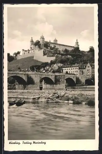 AK Würzburg, Festung Marienberg und Uferpartie