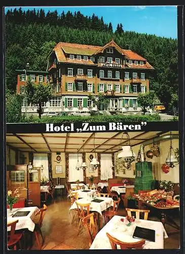 AK Titisee-Neustadt, Hotel zum Bären, Bes. Fam. A. und H. Sauter, Aussen- und Innenansicht