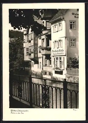 AK Wildbad /Schwarzwald, Gasthaus Bellosa an der Eur, Eingang Wilhelmstr. 25