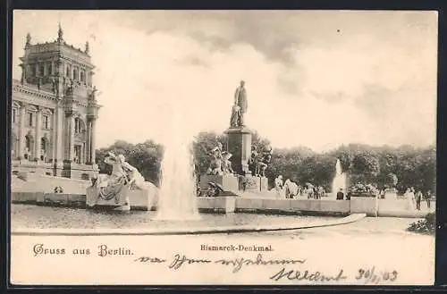 AK Berlin, Blick zum Bismarck-Denkmal