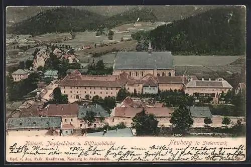 AK Neuberg /Steiermark, Kaiserl. Jagdschloss und Stiftsgebäude aus der Vogelschau