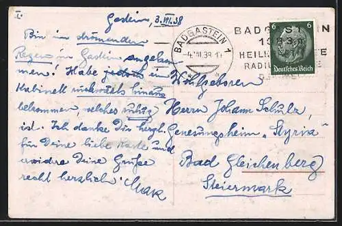 Künstler-AK Edward Harrison Compton: Badgastein, Ludwig Schurk`s Miet- und Badehaus Grabenbäckerquelle