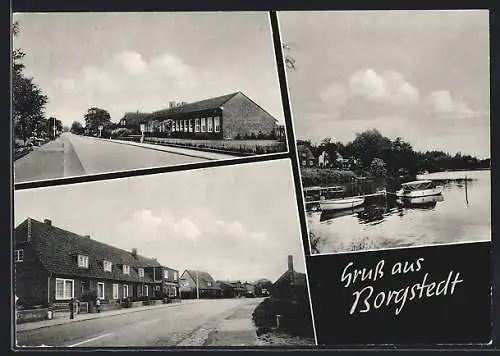 AK Borgstedt, Strassenpartie und Partie am See