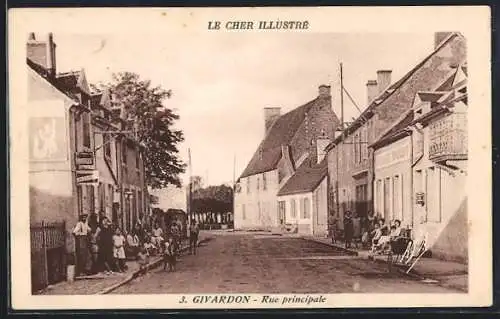 AK Givardon, Rue principale animée avec habitants et bâtiments historiques