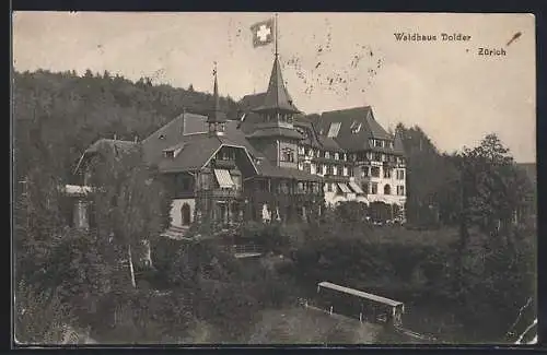 AK Zürich, Ankunft der Bergbahn am Waldhaus Dolder