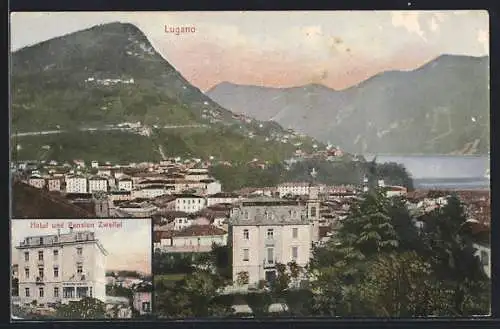 AK Lugano, Gesamtansicht, Hotel & Pension Zweifel