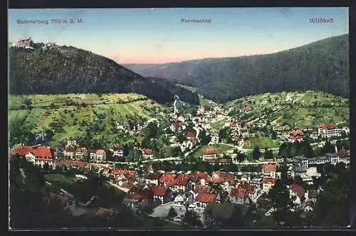 AK Wildbad / Schwarzwald, Teilansicht mit Rennbachtal und Sommerberg