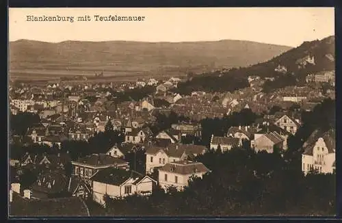 AK Blankenburg / Harz, Totalansicht mit Villen, Fabrik und Umgebung