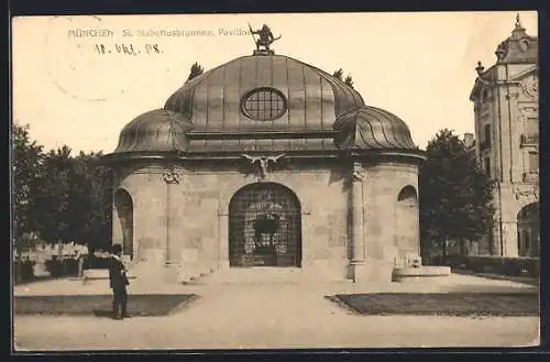 AK München-Nymphenburg, St. Hubertusbrunnen, Pavillon