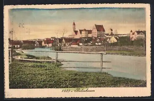 AK Babenhausen / Schwaben, Blick über den Fluss auf den Ort