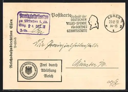 AK Essen / Ruhr, Reichsbahndirektion, Reichsbeamten-Krankenversorgung