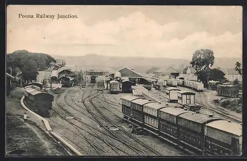 AK Poona, Railway Junction, Bahnhof, Eisenbahn