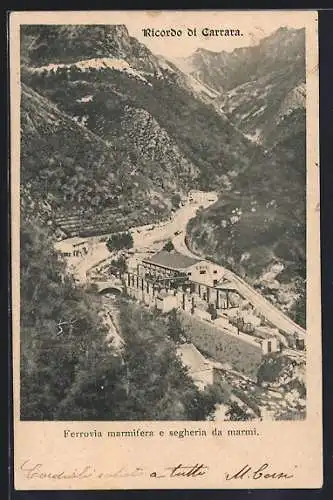 AK Carrara, Ferrovia marmifera e segheria da marmi, Marmor-Steinbruch