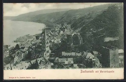 AK Bacharach, Ortsansicht mit Wernerkapelle