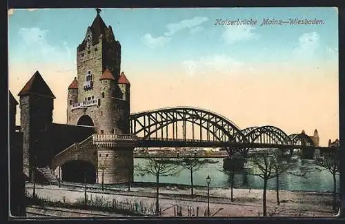 AK Mainz, an der Kaiserbrücke