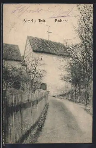 AK Bürgel / Thüringen, Blick zum Badertor