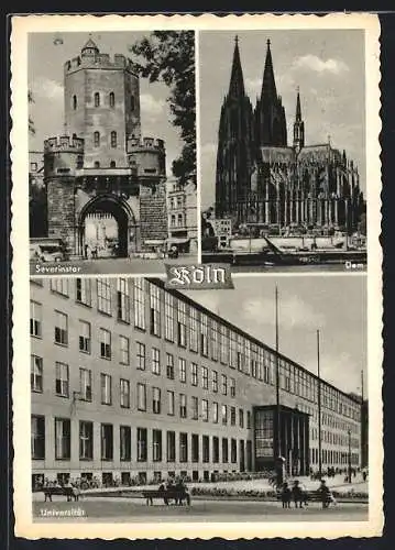 AK Köln, Universität, Severinstor, Dom