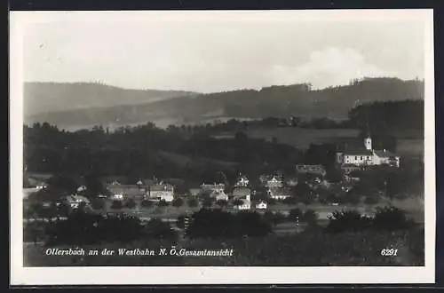 AK Ollersbach an der Westbahn, Gesamtansicht mit Kirche