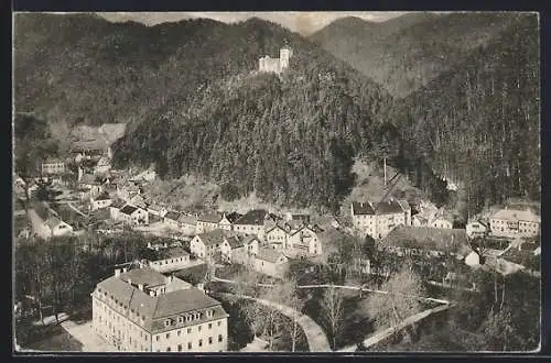 AK Gutenstein /N.-Oe., Teilansicht mit Ruine