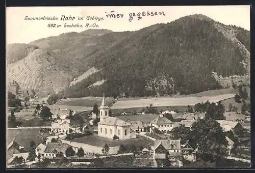 AK Rohr im Gebirge, Ortspartie mit Kirche