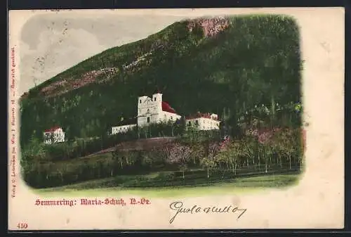 AK Maria-Schutz a. Semmering, Ortspartie mit Kirche