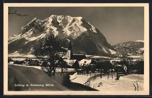 AK Irdning, Kirche und Grimming im Schnee