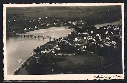 AK Schärding a. Inn, Teilansicht mit Brücke