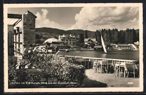 AK Velden am Wörthersee, Blick vom Cafe der Schlossterrasse