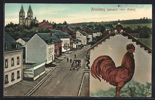 AK Arenberg, genannt roter Hahn, Strassenpartie aus der Vogelschau