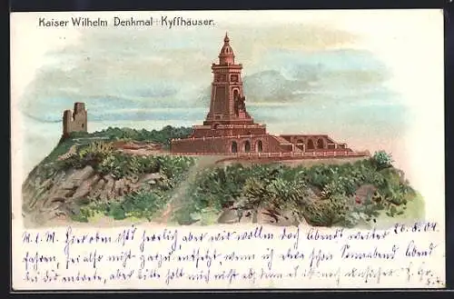 AK Kyffhäuser, Kaiser Wilhelm Denkmal aus der Vogelschau